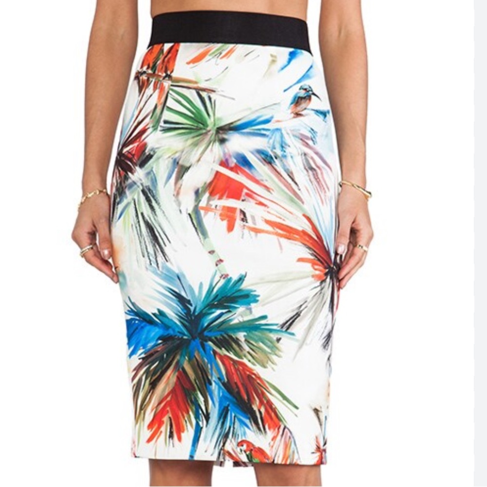 Milly tropical multi color pencil skirt size 6